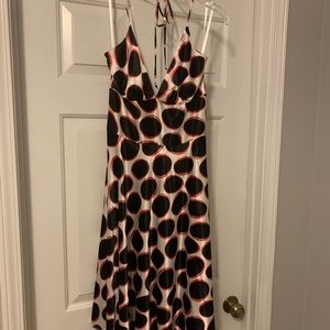 Black, red, white large polka dot shine dress